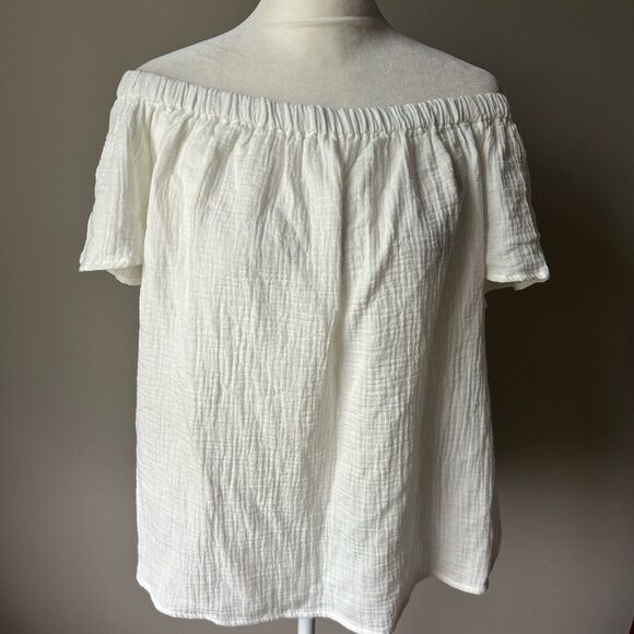 A Diva Women’s White Off the Shoulder Sexy 100% Cotton Top Blouse Size Large - Picture 1 of 11